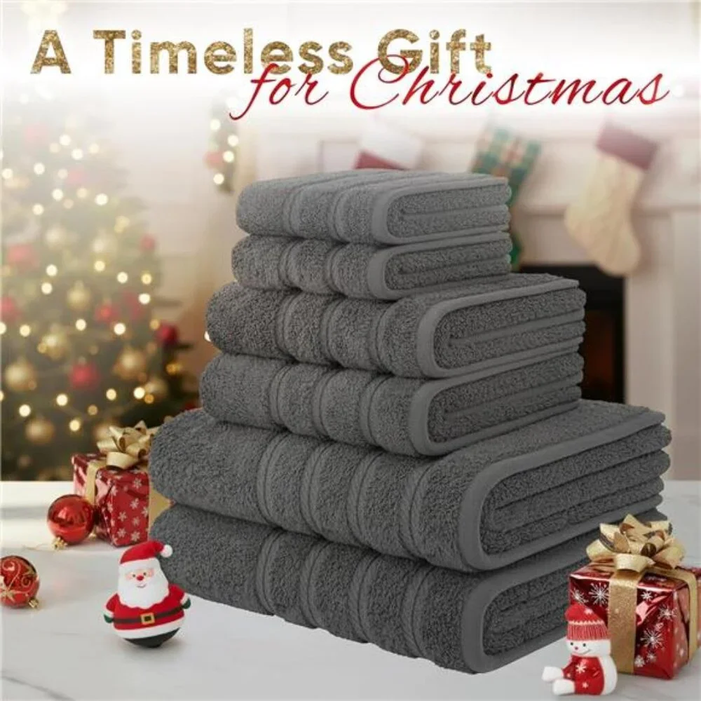 New Luxury 6 Piece Towel Set, 2 Bath Towels 2 Hand Towel 2